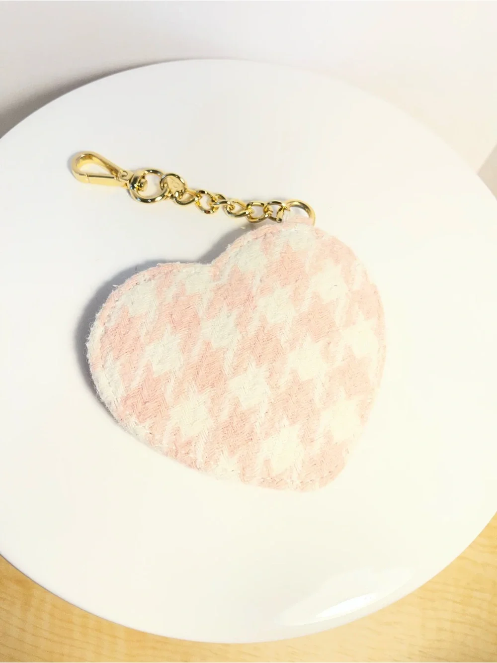 Stoney Clover Lane Paris Pink Houndstooth Heart Bag Charm - NWOT **